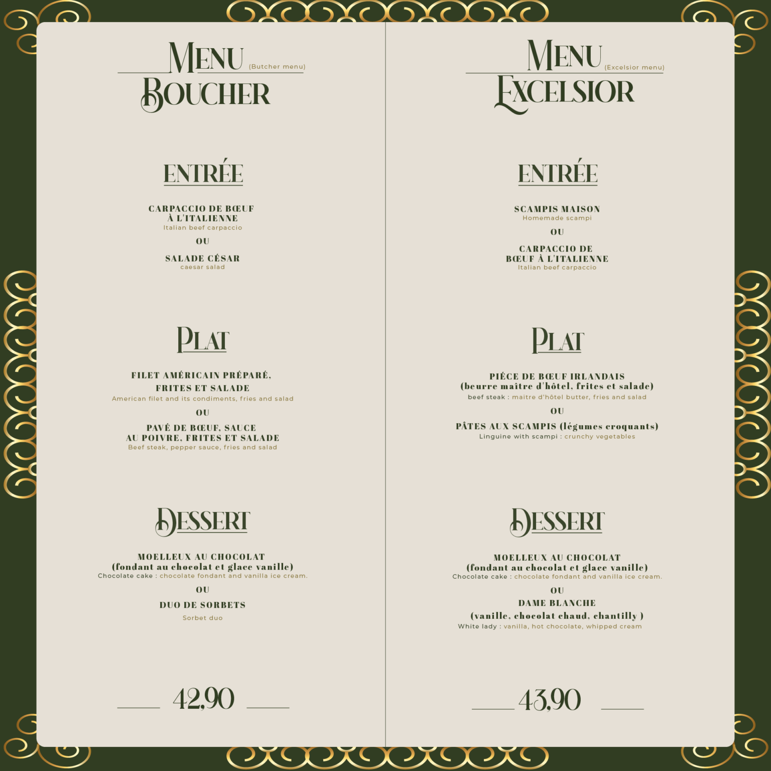 Carte du restaurant L'Excelsior - Page 17