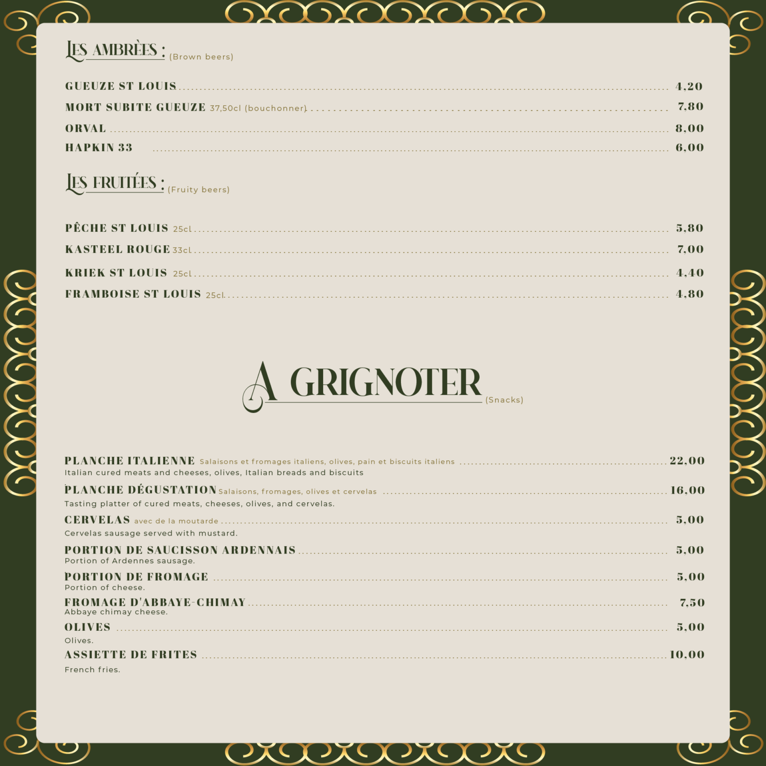 Carte du restaurant L'Excelsior - Page 3